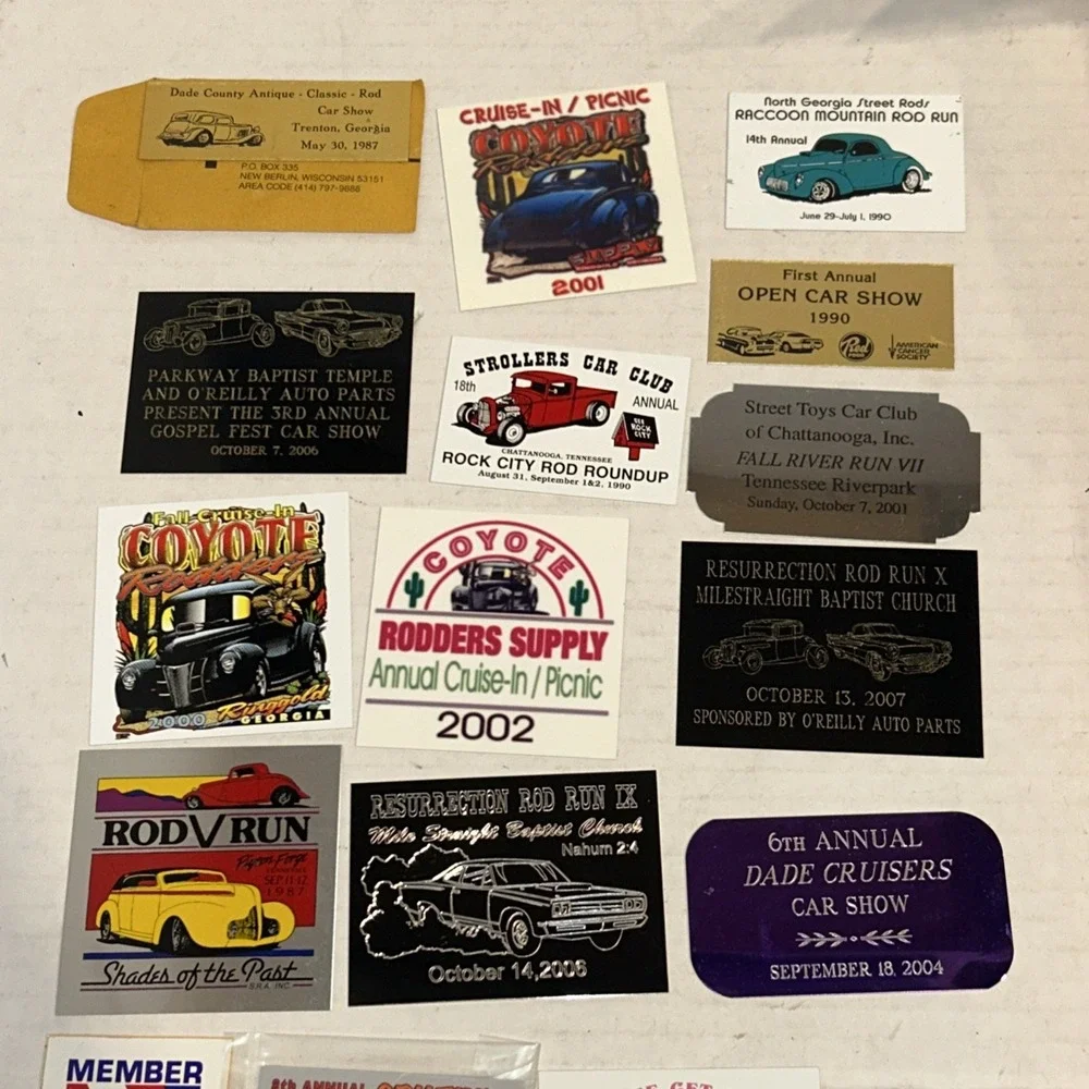 Hot Rod Shows Metal Plaque Decals Club Group‎ Car Enthusiasts Lot C4